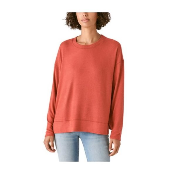 NWT Lucky Brand Women's Crew Neck Tunic Pullover Sweater Red Size M $60 EE398 - Picture 1 of 1